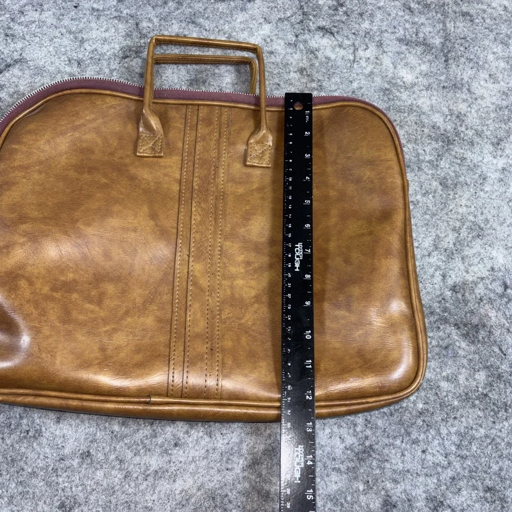Vintage Airway Industries Portfolio Briefcase Light Brown Leather Travel Bag Zip